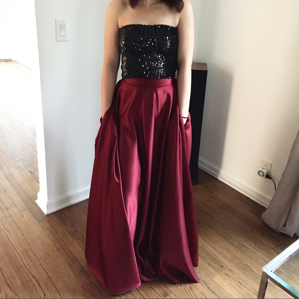 Beautiful deep red silky skirt